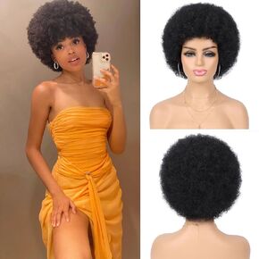 G&T Wig Afro Kinky Curly Wigs for Black Women, 70s Puff Wig Costume Cosplay Party Fun Wigs Short Fluffy Heat Resistant Wig (27#)