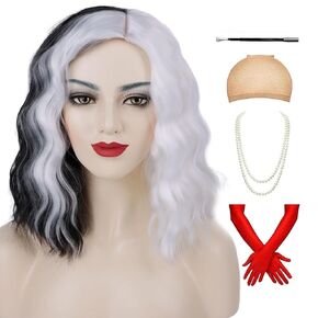 Red Orange Curly Wig + Glasses + Turquoise Necklace + Turquoise Earrings For Rope Costume Landlady Annie Heat Resistant Ginger Wig For Women Cospaly Halloween Party or Fun (4pcs set)