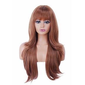 Rugelyss Ash Blonde Gray Long Wigs Heat Resistant Synthetic Cosplay Wavy Wigs with Bangs for Women