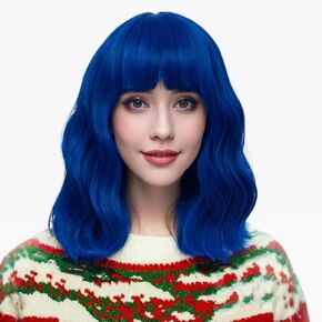 LABEAUTÉ Lime Green Wig Short Fluorescent Green Wig for Women Shoulder Length Synthetic Body Wave Wigs for Halloween Costume, Cosplay and Theme Wig Parties-14 Inch