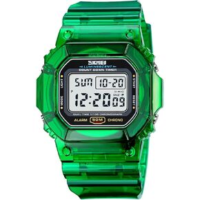 RNONDRY Womens Mens Digital Watch, Clear Waterproof Watches for Men, Women's Digital Watch for Boys Girls Wrist Watch with Date Alarm & Countdown