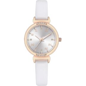 NUOVO Women Watch Black Watch White Watch for Ladies Diamond Watch Arabic Numerals Watch Waterproof Watch Casual Watch Crystal Accented Leather Strap Watch