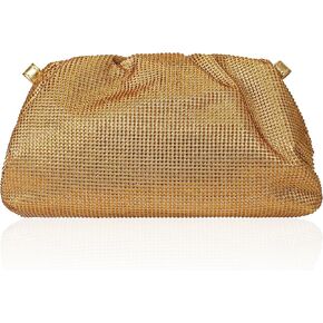 Womens Dumpling Crossbody Bag Handmade Leather Evening Clutch Bling Full Glitter Handbag Cloud Purse