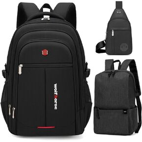 Water Resistant Laptop Backpack with Shoulder Strap, Standard Backpack for Men and Women, Black (black)