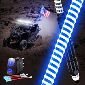 1PC 3FT Super-Bright COB Whip Lights, Red/White/Blue, Quick Install, Weather-Resistant for Off-Road UTV/ATV, Compatible with Polaris RZR, Can-Am Maverick X3