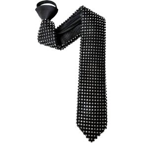 Rhinestone Necktie for Men Women Shine Sparkle Artificial Diamonds Zipper Tie Adjustable Neck Tie