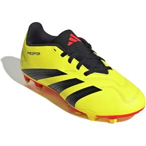 adidas Club Predator 24 Flexible Ground Sneaker, Team Solar Yellow/Black/Solar Red, 1 US Unisex Little Kid