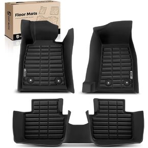 YHTAUTO Automotive All Weather Floor Mats Compatible with Cadillac CTS 2014-2019 Sedan, Car Mats Custom Fit TPE Floor Liners Front & Back Seat, Black, Set of 3