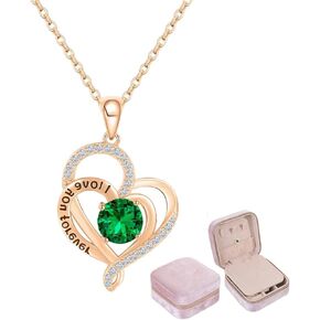 Heart Necklaces for Women as Mother's Day Gifts for Mom Graduation Gifts for Girls with Travel Jewelry Boxes for Women Velvet Jewelry Box and Necklace for Women Travel Jewelry Case