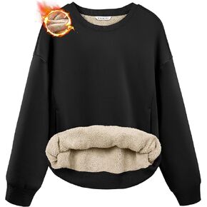SANTINY Women's Fleece Sherpa Lined Sweatshirt Warm Winter Pullover Sweaters Cozy Thick Crewneck Sweatshirts with Pockets in Kuwait