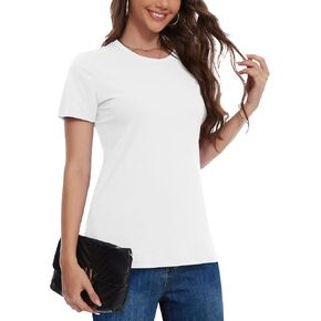 YUCOLEN Women's Cotton Short Sleeve Shirts UPF 50+ Soft Breathable Crew Neck T-Shirts Basic Tops in Kuwait