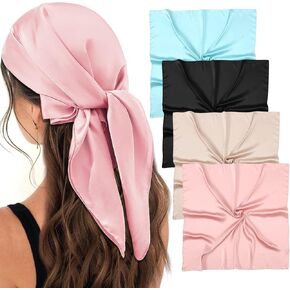 4Pcs 27.5 Inch Satin Square Head Scarf Silk Scarf Hair Accessories Fashion Lightweight Head Scarf Neck Scarf Bandanas Sleeping Head Wraps For Women