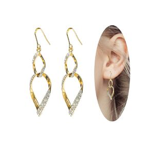 Sterling Silver Teardrop Dangle Earrings for Women,14k Gold Plated Double Linear Drop Hoop Diamonds Earrings, Jewelry for Women (Silver)