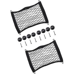 2 Set Mesh Car Trunk Storage Rear Cargo Net Seat Back Bag Elastic Hammock Organizer Pocket Holder Pouch Universal for Car SUV 13.78"x9.84" Replacement