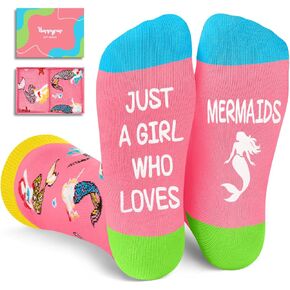 HAPPYPOP Mermaid Gifts for Girls Women - Crazy Mermaid Socks Ocean Gifts, Marine Animal Socks for Teens