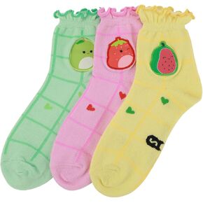 Bioworld Squishmallows Kawaii Fruits 3-Pack Women’s Casual Crew Socks