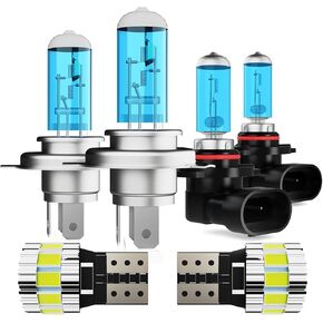 Light Bulbs Fit For Toyota Camry 2000-2006, High Performance Halogen Headlight Bulb And License Plate Lights Combo, 9005 9006 9006 High Low Beam Fog Lights, 6000K White Light, Pack of 8