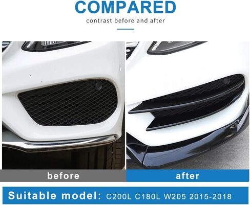 KUNGKIC for Benz C Class W205 C200L C180L 2015 2016 2017 2018 Fog Light Cover Trims Front Corner Mesh Grill Molding Side Air Vent Trim Sport Cool Exterior Decoration Accessories 4Pcs Black in Saudi Arabia