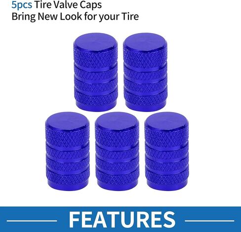 Tire Valve Stem Caps 11x17MM Car Wheel Valve Cap Aluminum Alloy Blue for Car Bike Motorcycle Truck Anti Crash Tyre Valve Stem Cover Valve Dust Cap Tire Valve Cap 5 Pcs in Saudi Arabia