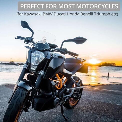 Justech Motorcycle Windshield, Adjustable Motorbike Wind Deflector, Windscreen Clip On Windshield Extension Spoiler Universal Fit for Motorcycles, Racing Bikes, Scooters -Transparent, Silver Bracket in Kuwait
