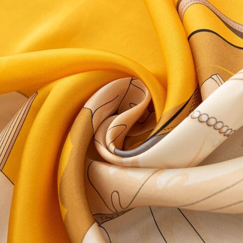 وشاح حرير التوت النقي 100% - وشاح رأس مربع كبير وخفيف الوزن مقاس 35 بوصة - شال لف شعر نسائي مع هدية معبأة in Kuwait