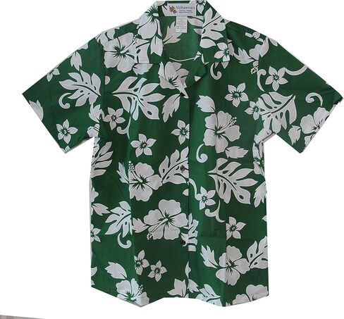 Made in Hawaii ! Women's Classic Hibiscus Flowers Hawaiian Aloha Camp Shirt in Kuwait