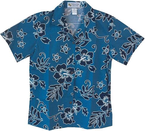 Made in Hawaii ! Women's Classic Hibiscus Flowers Hawaiian Aloha Camp Shirt in Kuwait