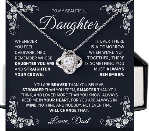 To My Daughter Necklace From Dad Mom, Love Knot Necklace for Daughter from Mother, Daughter Gifts from Dad, Love Knot Necklace Gifts On Birthday Christmas Graduation Valentine Idea Gifts For Daughter in Kuwait