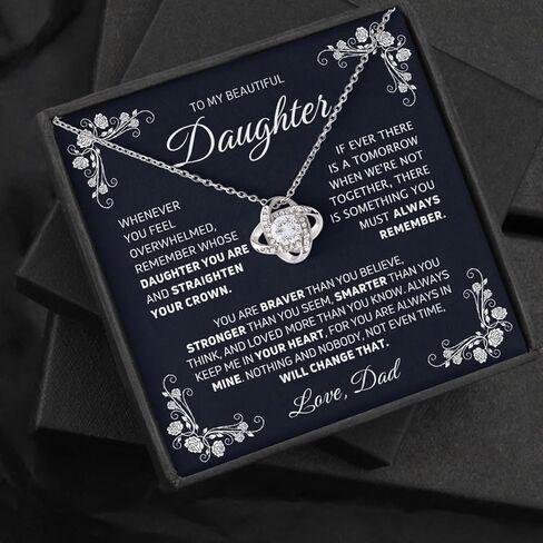 To My Daughter Necklace From Dad Mom, Love Knot Necklace for Daughter from Mother, Daughter Gifts from Dad, Love Knot Necklace Gifts On Birthday Christmas Graduation Valentine Idea Gifts For Daughter in Kuwait