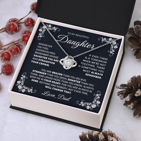 To My Daughter Necklace From Dad Mom, Love Knot Necklace for Daughter from Mother, Daughter Gifts from Dad, Love Knot Necklace Gifts On Birthday Christmas Graduation Valentine Idea Gifts For Daughter in Kuwait