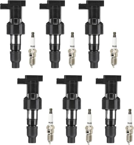 Ignition Coil Pack + Iridium Spark Plugs for 2003-2008 Jaguar S-Type, X-Type, 2.5L 3.0L V6, UF435 IGN374, 6 Sets in Saudi Arabia