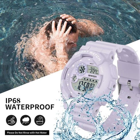 findtime Digital Watch Womens Sport Waterproof White Wrist Watches for Women with Alarm Stopwatch Hourly Chime LED Display 12H/24H Calendar in Saudi Arabia