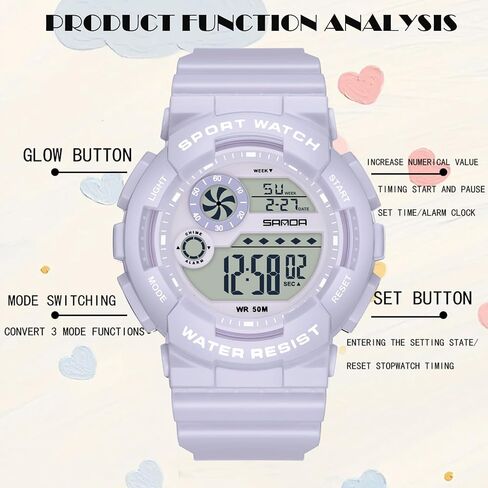 findtime Digital Watch Womens Sport Waterproof White Wrist Watches for Women with Alarm Stopwatch Hourly Chime LED Display 12H/24H Calendar in Saudi Arabia