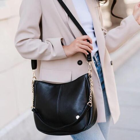 حقائب كروس عصرية + أنيقة للنساء - حقيبة كروس ماريسا سادل، كتف أو حقيبة يد من الجلد النباتي مع شريطين قابلين للتعديل in Kuwait