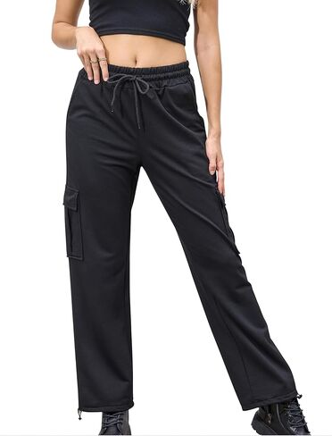 بنطال رياضي للسيدات من SILKWORLD مع جيوب، بنطال رياضي كاجوال للركض لخريف وشتاء in Kuwait