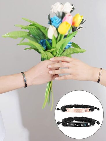 Couples Gift Ideas Couples Bracelets Necklaces Set Matching Bracelets for Couples Valentines Day Gifts for Girlfriend Boyfriend Matching Couples Stuff Promise Necklace for Him Couples Jewelry in Kuwait