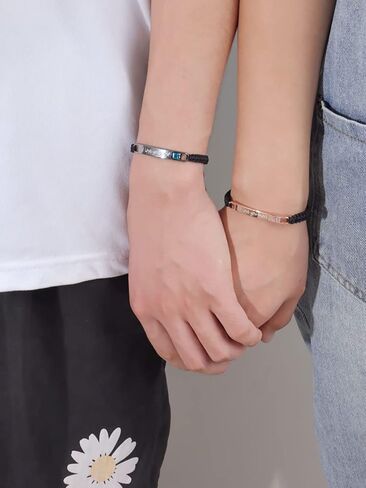 Couples Gift Ideas Couples Bracelets Necklaces Set Matching Bracelets for Couples Valentines Day Gifts for Girlfriend Boyfriend Matching Couples Stuff Promise Necklace for Him Couples Jewelry in Kuwait