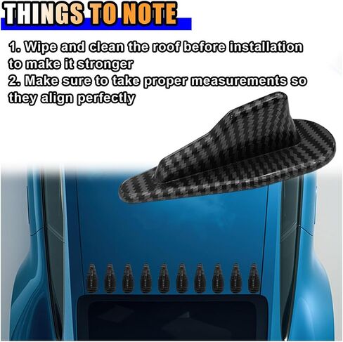 10PCS Car Diffuser Shark Fin Kit, Fin Roof Antenna, Shark Fins Spoiler Wing Kit Compatible with Spoiler Vortex Generator Roof Wing (Carbon Fiber Black) in Saudi Arabia
