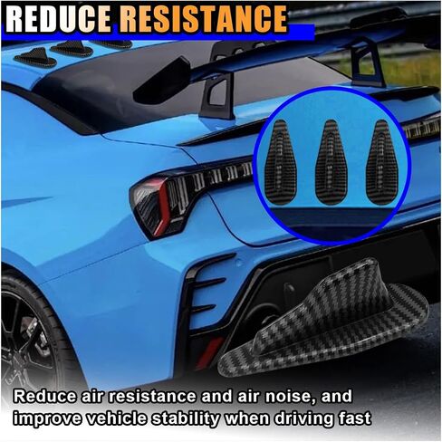 10PCS Car Diffuser Shark Fin Kit, Fin Roof Antenna, Shark Fins Spoiler Wing Kit Compatible with Spoiler Vortex Generator Roof Wing (Carbon Fiber Black) in Saudi Arabia