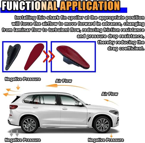 10PCS Car Diffuser Shark Fin Kit, Fin Roof Antenna, Shark Fins Spoiler Wing Kit Compatible with Spoiler Vortex Generator Roof Wing (Carbon Fiber Black) in Saudi Arabia