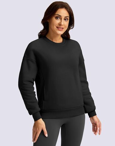 SANTINY Women's Fleece Sherpa Lined Sweatshirt Warm Winter Pullover Sweaters Cozy Thick Crewneck Sweatshirts with Pockets in Kuwait
