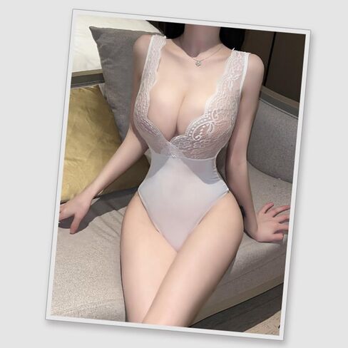 Women's sexy cosplay lace deep V jumpsuit Japanese anime doll outfit tight underwear in Kuwait