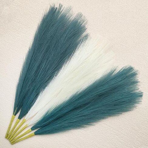 Faux Pampas Grass Decor Pink Mix 17-Inch Short 6 Stems Dried Flowers for Small Vase Boho Home Decor Wedding Bouquet Party Decoration Flower Arrangement Balloon Garland ( Blush & Cream & Pink ) in Saudi Arabia