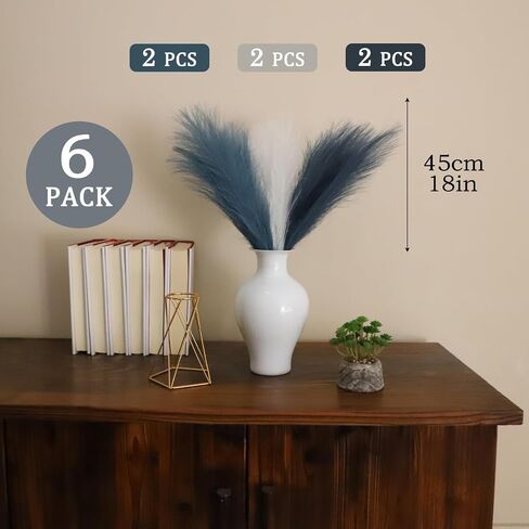 Faux Pampas Grass Decor Pink Mix 17-Inch Short 6 Stems Dried Flowers for Small Vase Boho Home Decor Wedding Bouquet Party Decoration Flower Arrangement Balloon Garland ( Blush & Cream & Pink ) in Saudi Arabia