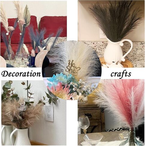 Faux Pampas Grass Decor Pink Mix 17-Inch Short 6 Stems Dried Flowers for Small Vase Boho Home Decor Wedding Bouquet Party Decoration Flower Arrangement Balloon Garland ( Blush & Cream & Pink ) in Saudi Arabia