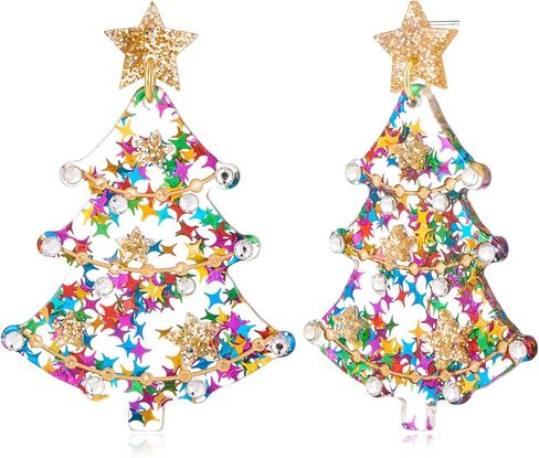 Colorful Christmas Dangle Earrings for Women Multiple styles Christmas Acrylic Earrings in Saudi Arabia