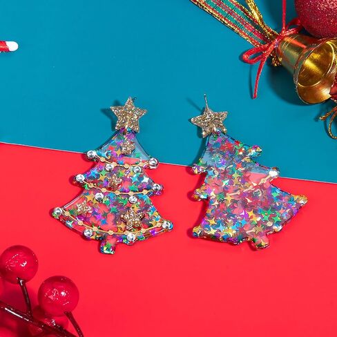 Colorful Christmas Dangle Earrings for Women Multiple styles Christmas Acrylic Earrings in Saudi Arabia