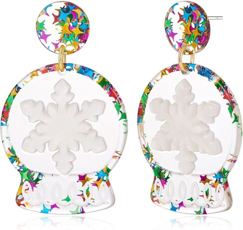 Colorful Christmas Dangle Earrings for Women Multiple styles Christmas Acrylic Earrings in Saudi Arabia