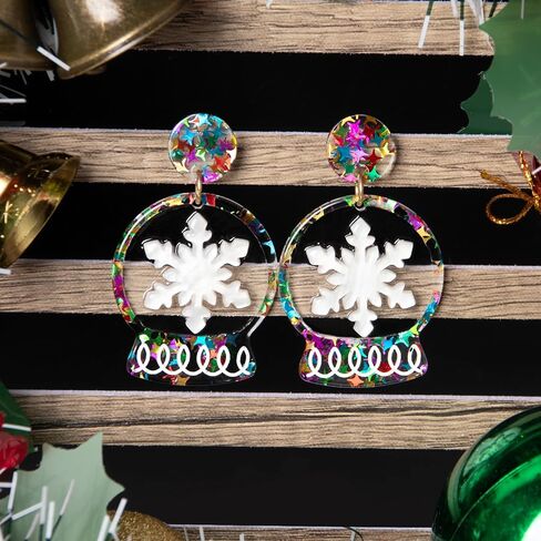 Colorful Christmas Dangle Earrings for Women Multiple styles Christmas Acrylic Earrings in Saudi Arabia