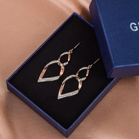 Sterling Silver Teardrop Dangle Earrings for Women,14k Gold Plated Double Linear Drop Hoop Diamonds Earrings, Jewelry for Women (Silver) in Saudi Arabia